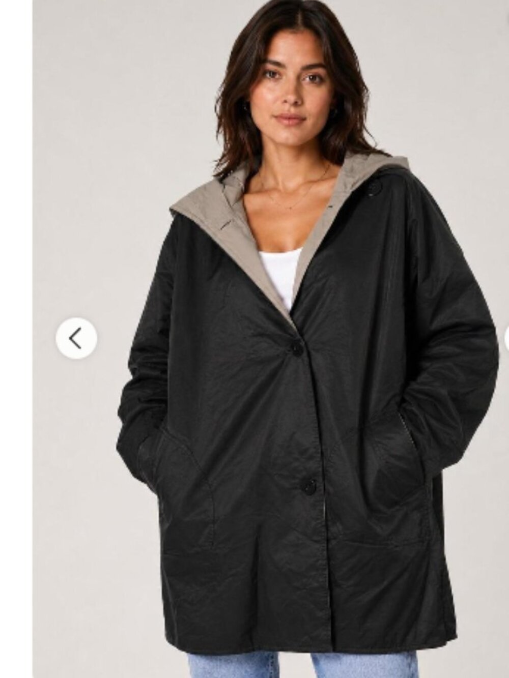 Eileen Fisher Cotton Nylon Reversible Hooded Coat size 2X